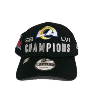 NEW Los Angeles Rams SB LVI Champions Black Hat Cap Snapback Adjustable New Era